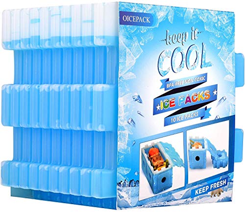 OICEPACK Ice Packs for Lunch Box, Freezer Packs, Reusable Slim Cool Pack for Lunch Bags/Lunch Boxes/Office/Jobsite/Picnics/Camping/Beach, for All Ages Use