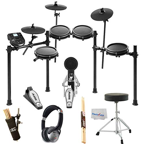 Alesis Nitro Mesh Electronic Drum Kit + DJ Headphones + On Stage Drum Stick Holder DA100