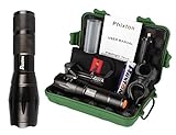 Phixton Super Bright LED Tactical Flashlight Zoomable Adjustable Focus 5 Modes Waterproof Torch with Rechargeable 18650 Battery & Charger