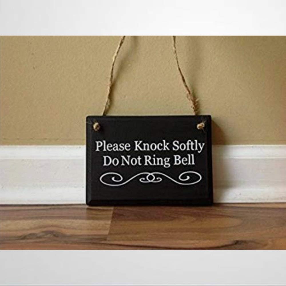 BYRON HOYLE Cartel de madera Please Knock Softly Do Not Ring Bell