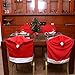 Santa Hat Christmas Chair Back Covers, Santa Clause Red Hat Dining Chair Slipcovers for Xmas Holiday Party Festive Decoration, Set of 4