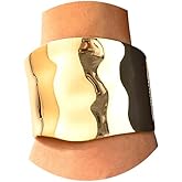 Amoina 14K Gold Plated Wide Cuff Bangle Bracelet, Gold, Yellow Gold, Women's, Trendy Chunky Style, Adult, Medium, 20 Grams, Gold Plated Silver, 2 Inches