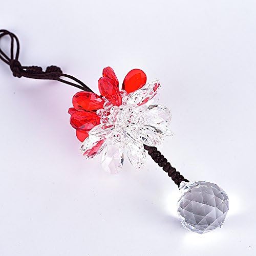Flower Car Charm Hanging Decor Car Pendant Ornament Decoration Rearview Mirror Pendant Home Decoration (Red)