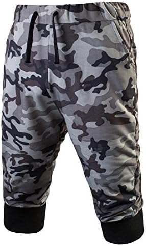 xiaokong Mens Summer Camo Relaxed Fit Short Pants Sweatpants White M