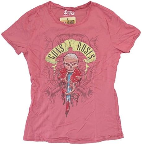 Guns N Roses Swag Knife Image Pink Juniors Girls T Shirt (M)