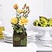 RERXN Artificial Flower with Wooden Fence Pot Silk Potted Rose Arrangement for Home and Wedding Decor (Yellow)