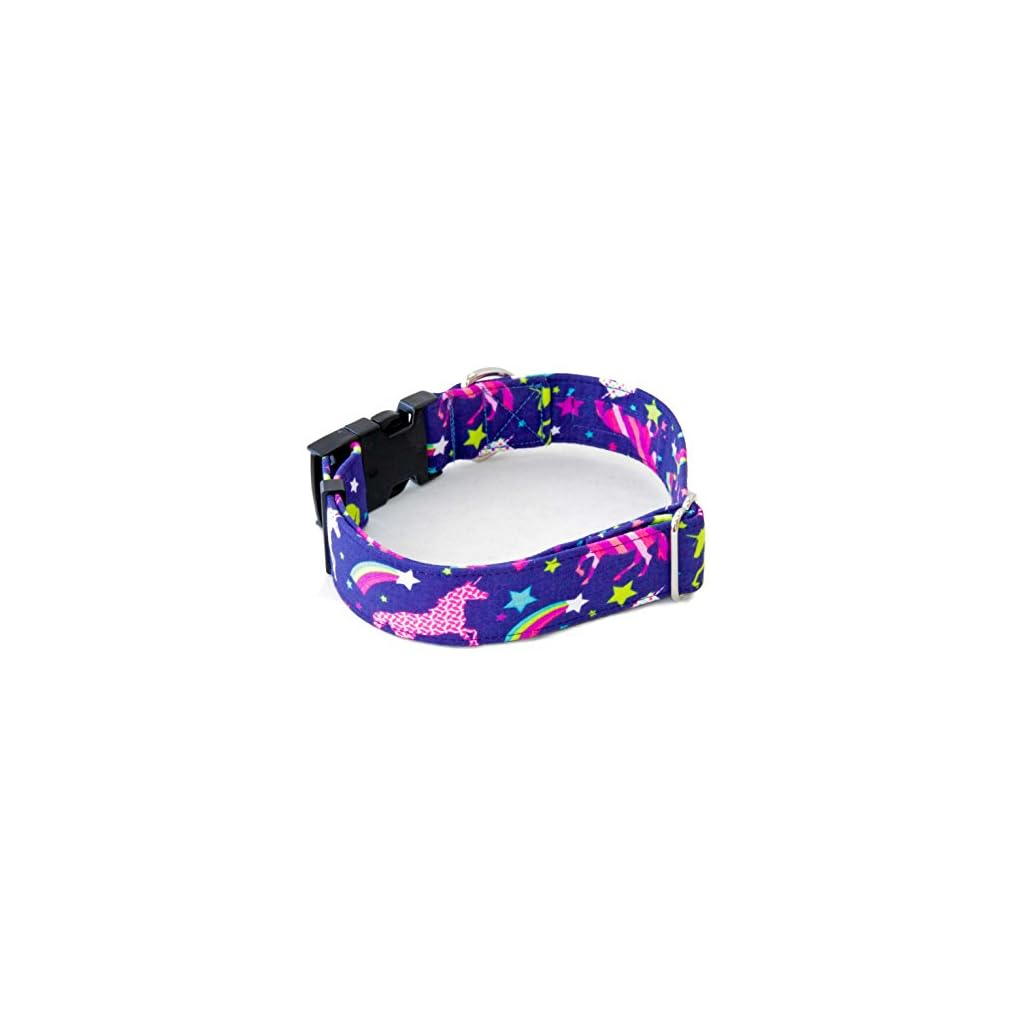 Unicorn Rainbows Dog Collar 1.5" 2" Widths Buckle & Martingale