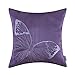 CaliTime Cushion Cover Throw Pillow Case Shell Faux Silk Vivid Butterfly Embroidered 18 X 18 Inches Purple