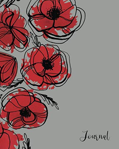 Poppy Floral Journal 8" x 10" with Lined Pages: Matte Notebook lined 200 Pages
