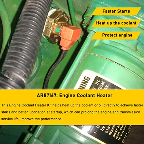 Engine Block Coolant Heater Kit for John Deere 1025R 110 2210 2305 4210
