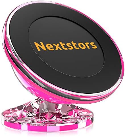 Car Phone Holder, Magnetic Mount - 360 Degree Rotation Bracket Dashboard Pink Accessories Universal Cradle for Apple iPhone iPod Galaxy HTC Cell Phone By Nextstors