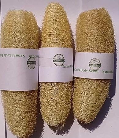 Vaibhav 3 Pieces 100% Natural Organic Body Scrubber Loufah Sponges for Bathing - 12 cm to 18cm