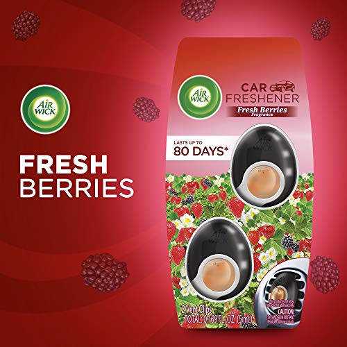 Air Wick Car Air Freshener Vent Clips, Fresh Berries Scent, Odor Neutralization, 4 Count (Pack
