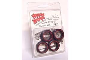 Hoppin Hydros 4 Low Pros Profile Tires with Redwalls (for Hobby Model Kits) 1/24 1/25 Scale