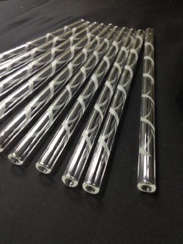 Set of 10--Beautifully Designed, Clear Pyrex Glass with Frosted Twist Straws 9.5 mm x 8" in