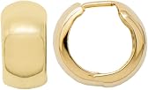 14k or 10k Gold Huggie Hoop Earrings, Polished Finish, Hinged Closure, 15mm Diameter, 8mm Wide