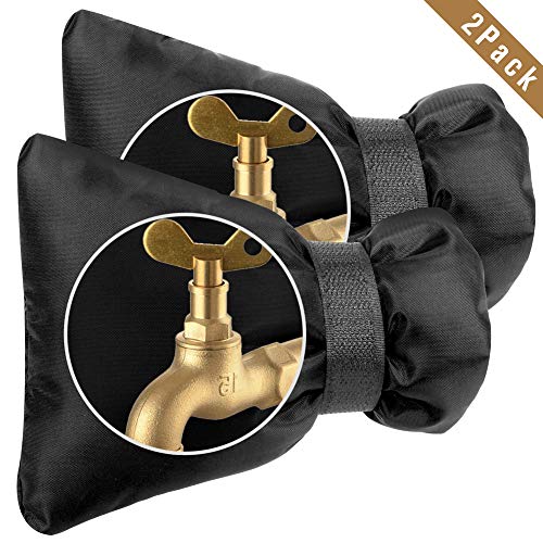 DELSWIN Outdoor Faucet Cover Freeze Protector Faucet Socks for Winter,2 Pack (Black) (Black)