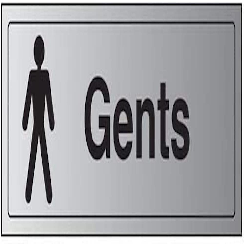 V Safety General Door-Gents toilet Sign - 300mm x 100mm - Self Adhesive Alu Effect