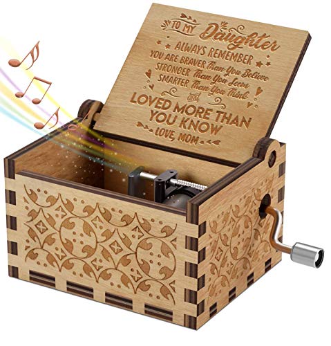 Engraved Music Box - You are My Sunshine, Gift for Daughter from Mom - You Are Stronger Than You Seem (B - From Mom)