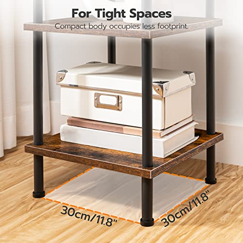 HOOBRO 6 Tier Corner Shelf Stand, Freestanding Corner Shelves for Living Room, Industrial Corner Standing Shelf Unit, Floor Corner Bookshelf for Home Office, Bathroom, Rustic Brown and Black EBF55CJ01