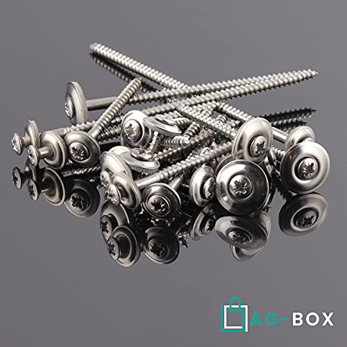 Spenglerschrauben mit Kreuzschlitz"Z" 4,5x20 mit U-Scheibe 15mm (100 Stück) aus Edelstahl A2 (V2A) ähnl. DIN 7995 Pozidriv Dichtscheibe Holzschrauben Pozi| AG-BOX® – Bild 7