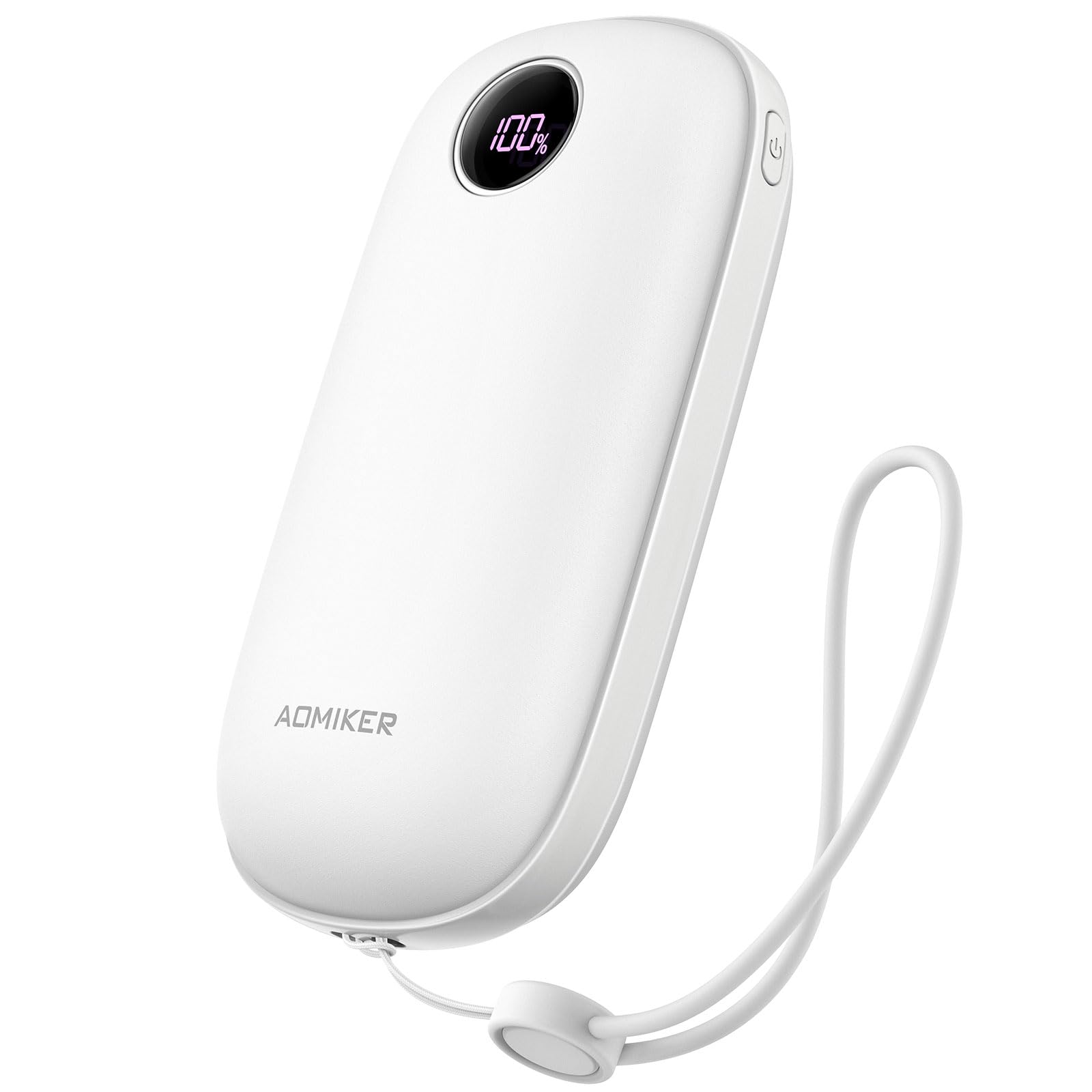 充電式カイロ LEDデジタル 温度表示 Aomiker : ストラップ付き 5V/2A usb-c 充電 3秒急速発熱 3階段 温度調節 電気 かいろ 4000mAh 電子 懐炉 繰り返し利用 充電式 ホッカイロ あんか 連続 発熱 操作簡単 アルミ 携帯 小型 軽量 コンパクト