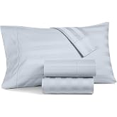 Charter Club Damask Stripe Queen 4 Pieces Sheet Set, 550 Thread Count 100% Supima Cotton Vapor (Light Blue)