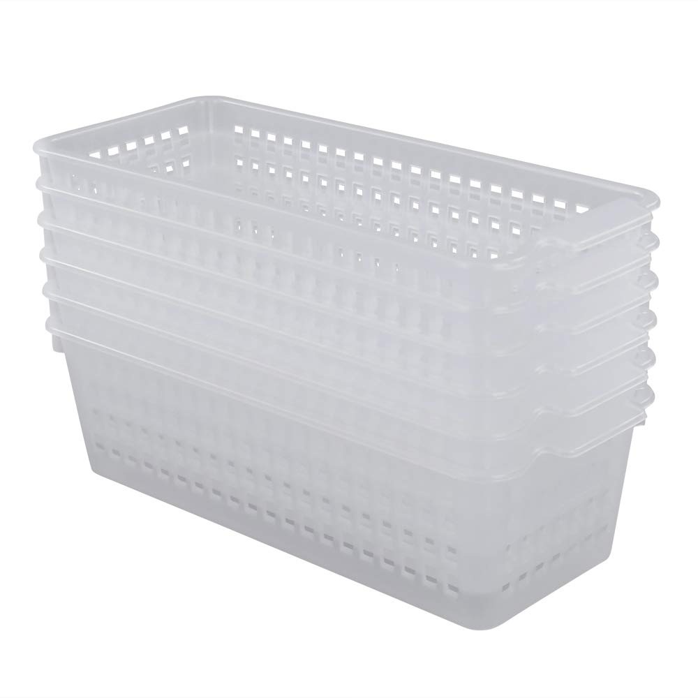 Eudokky 6-pack Slim Storage Basket, Plastic Small Cupboard Basket Transparent