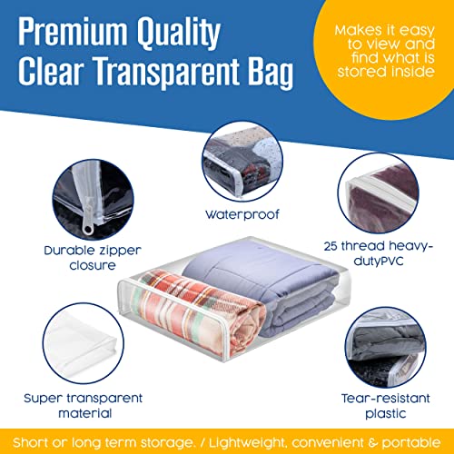 Houseables Plastic Storage Bags, Zipper Case, Clear, 18" x 15", 5 Pack
