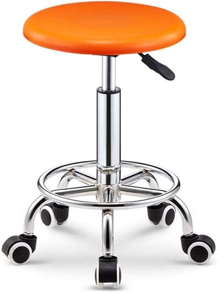 Tabourets Bar Chaise Bar A Roulettes A Hauteur Variable Pivotants En Cuir Chrome Pour Le Salon De Beaute Office Tattoo Studio Color Orange Amazon Fr Cuisine Maison
