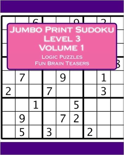 Jumbo Print Sudoku Level 3 Volume 1 Logic Puzzles Fun Brain - 