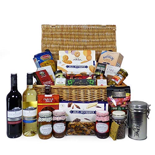Indulgent Gourmet Food and Wine Gift Hamper in Traditional Wicker Basket Includes 2 x 75cl Las Montanas Wines - Ideas for Birthday, Christmas, Anniversary, Thank You, Business and Corporate Gifts