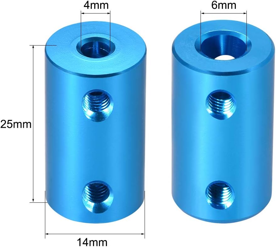 sourcing map 4mm to 6mm Bore Rigid Coupling Set Screw L25XD14 Aluminum Alloy,Shaft Coupler Connector,Motor Accessories,Blue - Image 4