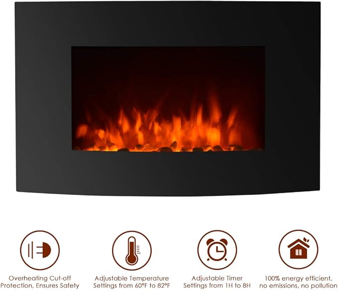 Decdeal EF-11A - Chimenea Eléctrica De Pared 900-1800W,Control Al