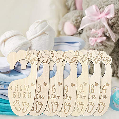 Premium Wood Baby Closet Dividers,Set of 7,from Newborn to 24 Month