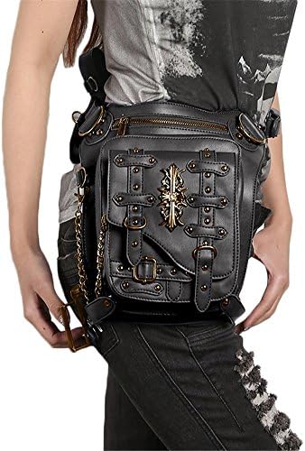 Steampunk Motorcycle Bags Men Women Waist Bags Vintage Leather Messenger Bags