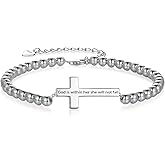 Cujiesp WWJD What Would Jesus Do/God Is Within Her She Will Not Fall Bracelet 925 Sterling Silver Cross Jesus Bibler Verse Christian Religious Jewelry Gift for Women Best Friend Bestie