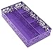 EasyPAG Desk Drawer Organizer with 4 Compartments, Carved Hollow Floral Metal Tray for Office, Jewelry, Cosmetics - No Assembly, Purple