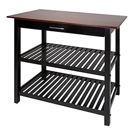 Casual Home Kitchen Island with Solid American Hardwood Top, Walnut