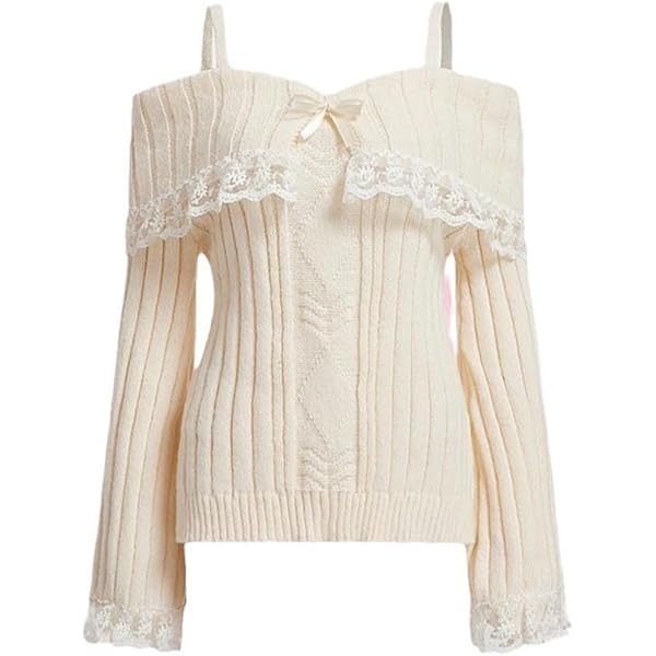 Women's Fall Cold Shoulder Sweaters Long Sleeve Contrast