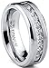 Titanium Men's Wedding Band Engagement Ring with 9 large Princess Cut Cubic Zirconia