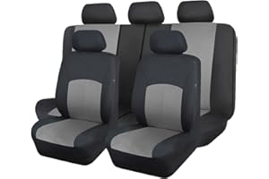 Flying Banner car seat Covers Full Set Protectors hot Stamp Breathable airbag Compatible Rear Bench Split 40/60 50/50 60/40 Easy to Install, Universal Fit for Auto Truck Van SUV (Gray Black)