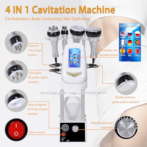 40K Body Slimming Machine, 4 in 1 Lipocavitation Radiofrequency Body Sculpting Machine, Face and Whole Body Massager Slimming and Firming