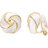 Yoursfs Knot Multicolor Clip on Earrings For Women Silver and gold Plated Large Non Pierced Floral Earrings