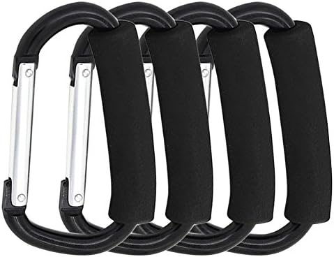 Stroller Hook / Buggy Clips / Multi Purpose Hooks / Carabiner Style Clip Great Stroller Accessory for Mommy When Walking or Shopping, Black-14cm (4pcs Mommy Hook)