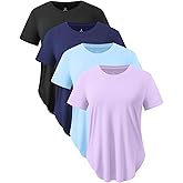 Star Vibe Women's Quick-Dry Short Sleeve Workout T-Shirt UPF 50+ Sun Protection Athletic Top for Yoga Gym Running 4 Pack