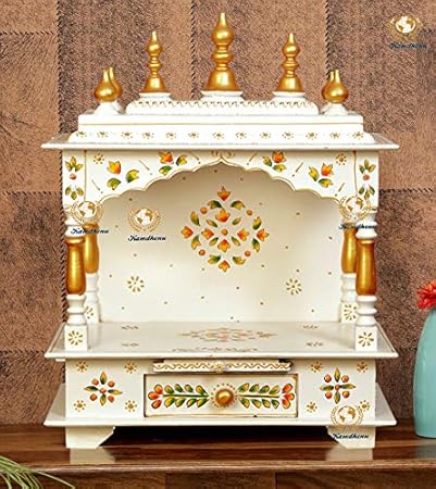Kamdhenu art and craft Wood Home Temple (18 x 12 x 24 inch, White)