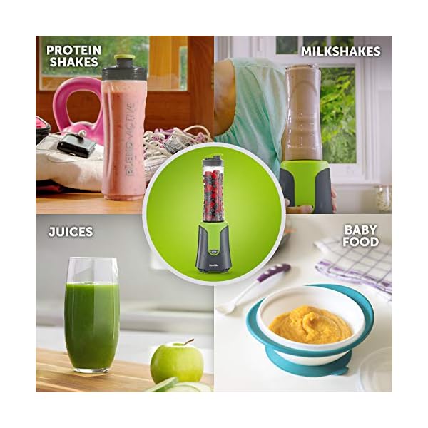 Breville-Blend-Active-Compact-Food-Processor-and-Smoothie-Maker-1-x-Processor-Bowl-1-x-Portable-Blending-Bottle-600-ml-300-W-Green-VBL241 Breville Blend Active Compact Food Processor and Smoothie Maker, 1 x Processor Bowl, 1 x Portable Blending Bottle (600…