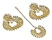 Muchmore Girl's Ethnic Fashion Beautiful Gold Plated Crystal Stone Polki Earrings with Maangtikka Jewelry