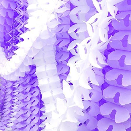Scott Malone Paper Hanging Garland - Pack of 6 Four-Leaf Clover Tissue Paper Flower Hanging Garland Light Purple